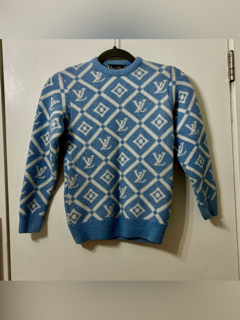 Vintage Blue & Cream Logo Knit Sweater for Kids